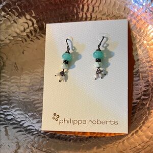 Silver and Green Earrings